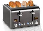 SEEDEEM 4-Slice Toaster with LCD display shows browning level for precise toasting.