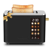 SEEDEEM Toaster 2-Slice front view shows durable matte black finish for daily use