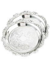 Seek Rare 2pcs coffee table tray, round silver, ideal for elegant serving at gatherings.