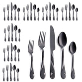 Seeshine black silverware set 8 dinner knives with a sleek, durable finish.