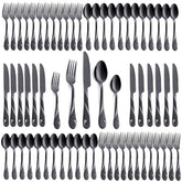 Seeshine Black Silverware Set knife with durable mirror finish for elegant dining