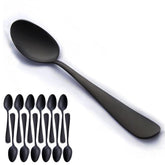 Seeshine matte-black dessert spoon, 6.8 inches, durable rust-proof everyday use.