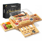 SEFILENCE charcuterie board with lid and handle showing secure lid for picnics