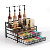 Segtenant coffee syrup rack top view showing compact 4-tier design for organized syrups