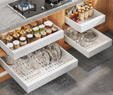 Seinloes expandable pull-out cabinet organizer for 21-inch deep cabinets, easy access to back shelves