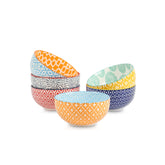 Selamica ceramic 12 oz dessert bowls set with colorful patterns for ice cream.