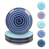 Selamica gradient blue dessert plate 6 inch close-up with speckled glaze for stylish desserts.