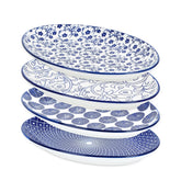Selamica oval 12-inch platters in vintage blue showcase elegant serving for appetizers and desserts