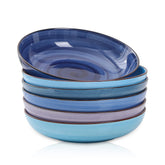 Selamica porcelain salad pasta bowl gradient blue top view for versatile serving.