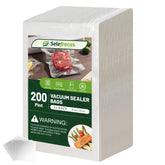 Selefrecos 200 pint bags in a 6x10 inch size designed for freezer storage.