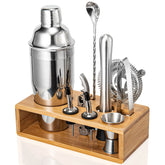 Semderm cocktail shaker set on bamboo stand for organized home bartending