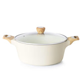 Sensarte ceramic nonstick stock pot with lid, 2.6 qt, smooth food release for easy cooking.