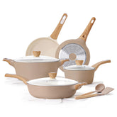 SENSARTE ceramic pots and pans set frying pans for low-oil cooking and easy release.