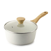 SENSARTE white ceramic nonstick saucepan with lid for smooth sauces and quick release