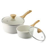 SENSARTE white ceramic saucepan front view, ideal for simmering sauces with even heat