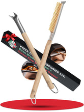 Senwosa pizza oven brush-scraper clears burnt residue from hot stones