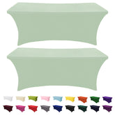 SEPARO Spandex table cover folded, sage green fabric ready for storage and setup