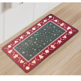Serafina Home Christmas Kitchen Mat with dark gray center and snowflakes enhances festive cooking comfort.