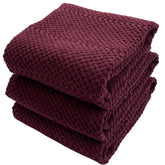 Serafina Home textured purple burgundy dish towel closeup for absorbent drying and style