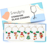 Serendipity gold Santa Claus wine charm for easy glass identification at holiday parties
