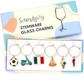 Serendipity wine charm flag close-up, ideal for identifying glasses at gatherings.