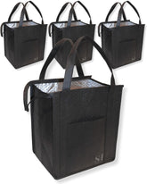Serene Homes black insulated grocery bag with zippered top keeps contents secure and fresh.