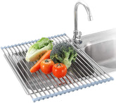 Seropy roll-up dish drying rack over-sink 17.5x15.7 inches keeps dishes organized.