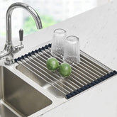 Seropy roll-up over-sink rack shows space-saving drying design for busy kitchens.