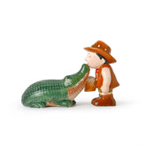 Servette Home crocodile salt shaker, front view, adds playful decor to your kitchen