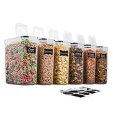 Seseno six-pack airtight cereal containers with clear visibility for pantry organization.