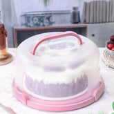 SETLUX 10in cake carrier with lid on in pink for secure transport
