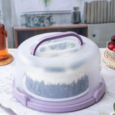 SETLUX 10in cake carrier with pink lid keeps cake secure in transit