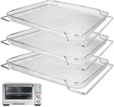 SettleDown three-pack air fryer baskets for Breville Pro on a kitchen counter offering versatile cooking options