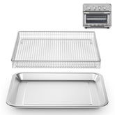 SettleDown stainless steel air fryer basket with mesh design promotes even cooking.