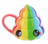 Seven20 rainbow poo emoji mug with lid for bright morning rituals.