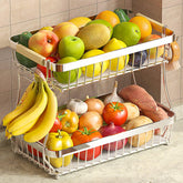 Sevenblue two-tier fruit basket with banana hanger on counter