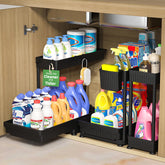 Sevenblue under-sink organizer with L-shaped pull-out maximizes space
