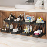 Sevenblue under-sink organizer with a large drawer for bulky bottles.