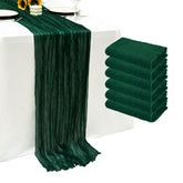 Seveups 6Pack emerald green cheesecloth runner folded view for events.