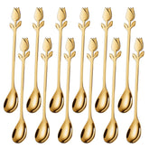 SGVRPVZ gold tulip handle spoons set for elegant espresso stirring.