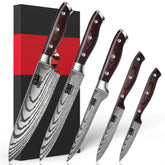 SHAN ZU Japanese knife set blade close-up showing ultra-sharp edge for precise slicing.