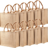 Shappy burlap tote bag showing large 15.3 x 12.2 x 5.9 inches size for daily use.