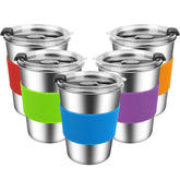 ShineMe kids cups with lids and sleeves for kid-friendly portability and spill resistance.