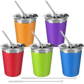 ShineMe 12oz stainless steel kid cup with leak-proof lid for juice on the go.