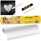 Shiny Hero Clear Wall Protector on kitchen backsplash protects against splashes