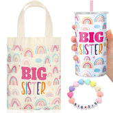 Shinylin big sister tote bag with rainbow print for everyday errands.
