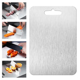 Shiria titanium cutting board, double-sided top view, durable surface for versatile prep.