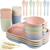 Shopwithgreen wheat straw divided plates in four colors for sturdy kid meals
