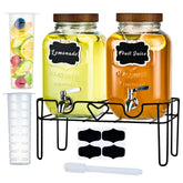 ShoreHao 2-pack 1-gallon glass dispensers with stand on a party table