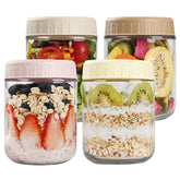 SHOWIN overnight oats container with lids – four-pack for organized meal prep and freshness.